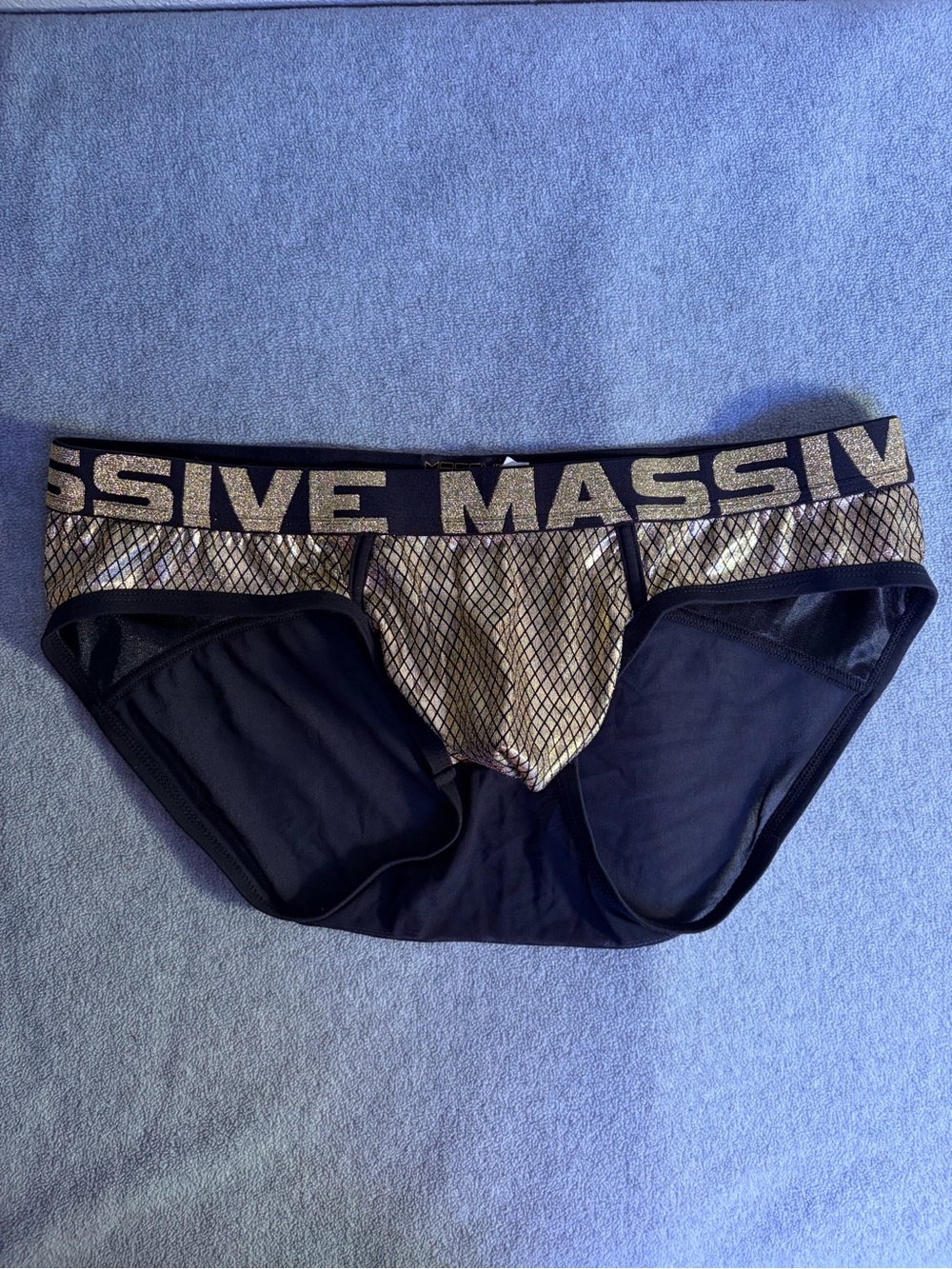 Andrew Christian Black & Metallic Gold Briefs with Mesh Panels